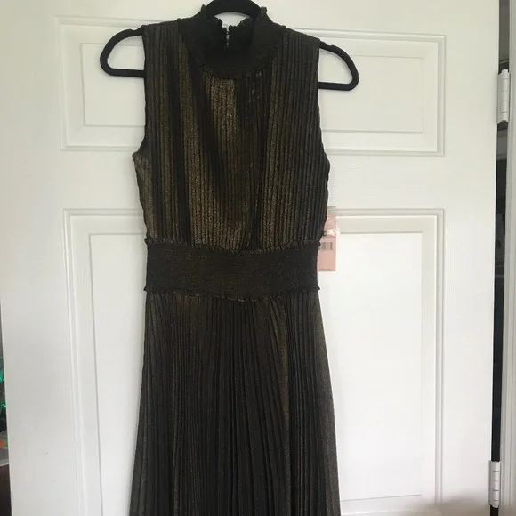 Nanette Lepore | Dresses | Nwt Nanette Lepore Black Gold Pleated Dress |  Poshmark